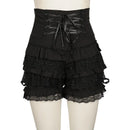 Lace Ruffles Shorts Lace Up Black Women Bloomers Gothic Punk Girls Shorts