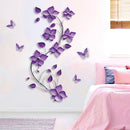 Purple Flowers Butterfly Bedroom Porch Bedside Home Wall Decoration Wall Stickers Self-adhesive Room Decoration