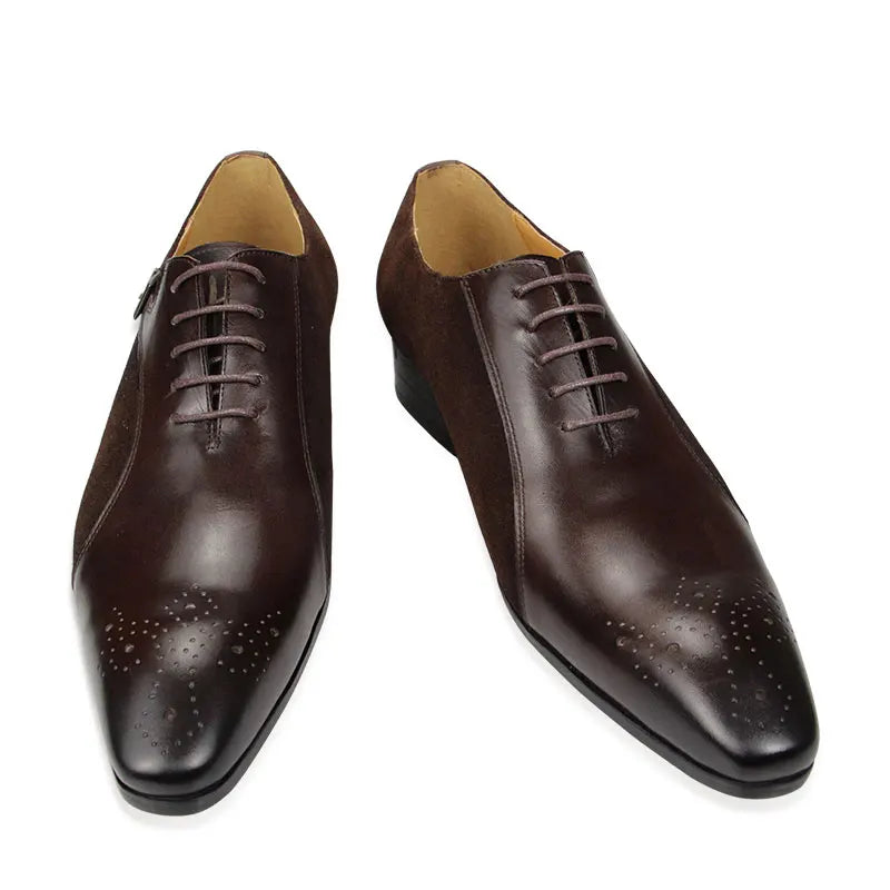 Men Dress Shoes Wedding Man Shoe Leather Genuine Luxury Brogue Handmade Formal Shoes