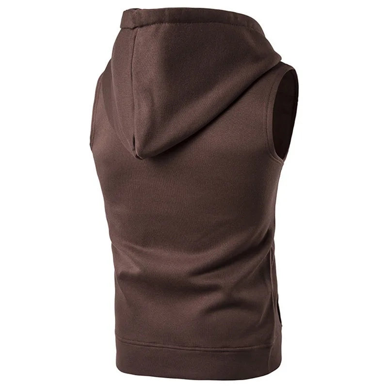 Men's Casual Vest Solid Sleeveless Hoodies Jacket Autumn Spring Zipper Pockets Cardigans Mens Waistcoat