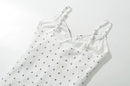 French Retro Style Polka Dot Print Spliced Lace Sling Dress Beach Holiday