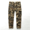 Mens Cargo Pants Camouflage Cotton Pockets and Leg Opening Zipper Loose Trousers