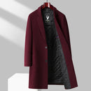 Men Classic Double-faced Wool Coat Notched Lapel Tailored Fit for a Sharp Silhouette Overcoat