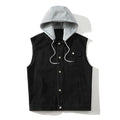 Men Spring Summer Autumn Denim Vest Jacket Teenagers Black Leisure Hooded Vests Coat Waistcoat