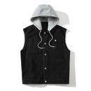 Men Spring Summer Autumn Denim Vest Jacket Teenagers Black Leisure Hooded Vests Coat Waistcoat