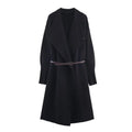 Women Autumn Winter Long Knit Cardigan Coat With Belt Elegant Warm Outerwear