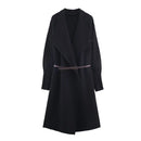Women Autumn Winter Long Knit Cardigan Coat With Belt Elegant Warm Outerwear