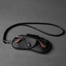 Leather Glasses Storage Bag with Neck Hanging Sunglasses Portable Pressure Resistant Frame Eyeglass Case
