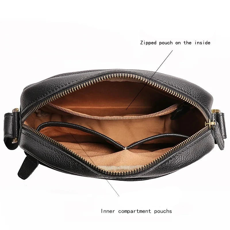 Leather men's bag men's literary small shoulder bag diagonal cross small square bag