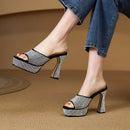 Thick High Heels Platform Slippers Casual Slippers Woman Ladies Summer Shoes