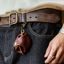 Retro Top Layer Leather Coin Purse Key Pouch Portable Wallet Hanging Loop Genuine Leather Earphone Organizer Pouch