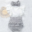 Baby Girl Summer Outfit Floral Suit Flying Sleeve Romper Ruffled Shorts Infant Toddler Casual Wear Set