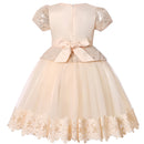 Girl Sequins Christmas Dress Lace Hem Kids Birthday Princess Clothing Toddler Infant Golden Bow Children Gowns