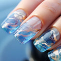 24Pcs Glitter Design Full Cover Press on Square Fake Nails DIY Manicure Nail Art Tools