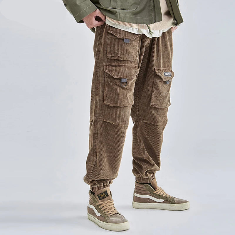 Autumn And Winter Corduroy Trend Plush Thickened Loose Legged Casual Cargo Pants