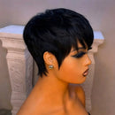 black pixie cut wig for women 6inch pixie straight human hair wig density wig