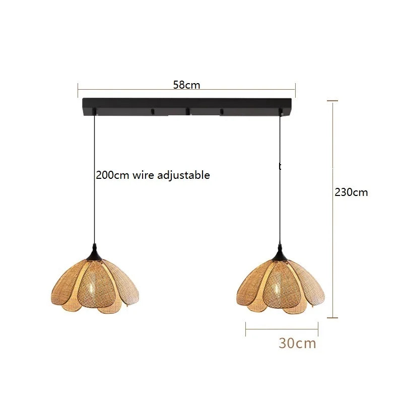Wicker Petal Pendant Lights Fixtures Home Indoor Decor