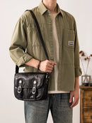 Genuine leather men's messenger bag designer handmade leather work black shoulder bag