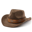 Classical Suede Brim Western Cowboy Fedora Hat For Women Men Church Jazz Hats Travel Hat