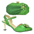 Italian Designer Shoes and Bags Matching Set Women Pumps High Heels Rhinestone Women Wedding Shoe Elegant