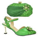 Italian Designer Shoes and Bags Matching Set Women Pumps High Heels Rhinestone Women Wedding Shoe Elegant