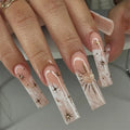 Nails with decorative designs on a neutral background, Obroi