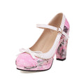 Women Bow Pumps Shallow Shoes Ladies Sweet High Heels Women Round Toe Platform Shoes