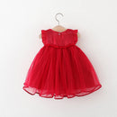 Red Christmas Party Baby Girl Princess Dress, Summer New Sweet Bow Children's Clothing