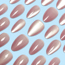 24pcs Pink Almond Press on Nails Simple False Nails Wearable Stick-on Nail Fake Nails