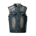 Denim Vest Men Moto Biker Jean Jacket Coat Casual Men’s Denim Waistcoat Ripped Streetwear