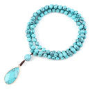 Water Drop Pendant Necklace For Women Natural Blue Stone Beaded Necklace