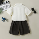 Spanish Gentleman Baby Clothes Summer Set for Boy Cotton Shirt Stand-up Collar Plaid Shorts Newborn Birthday Party Clothing