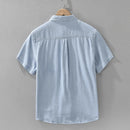 Men Retro Denim Short Sleeve Shirt Summer Casual Boho