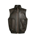 Double Layer Stand Collar Leather Waistcoat Men Winter Fleece Lined Dark Sleeveless Leather Jacket