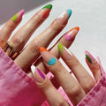Simple French Waves Wearable Nail Art Glossy Long Stiletto Finished False Nails Press on Nails