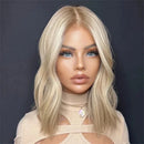 Wig Golden Blonde with Natural Roots Women Wigs Hair Transparent Cosplay Daily