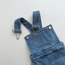 Blue denim overalls with suspenders on a light gray background, Obroi