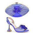 Italian Designer Shoes and Bags Matching Set Women Pumps High Heels Rhinestone Women Wedding Shoe Elegant