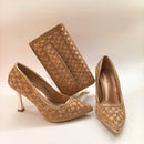 Latest Elegant High Heels Women's Pumps with Matching Bag Italian Design 9cm Shoes for Wedding Party