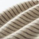 Beanie Hat for Women Autumn Winter Striped Knitted Cashmere Cap High Quality Casual Soft Warm Headgear Knit Hats