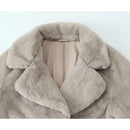Vintage Women Lapel Collar Faux Fur Coat Single Breasted Female Autumn Winter Loose Warm Overcoat