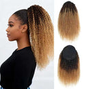 Woman with styled hair and a close-up of a hair extension with ombre color, Obroi