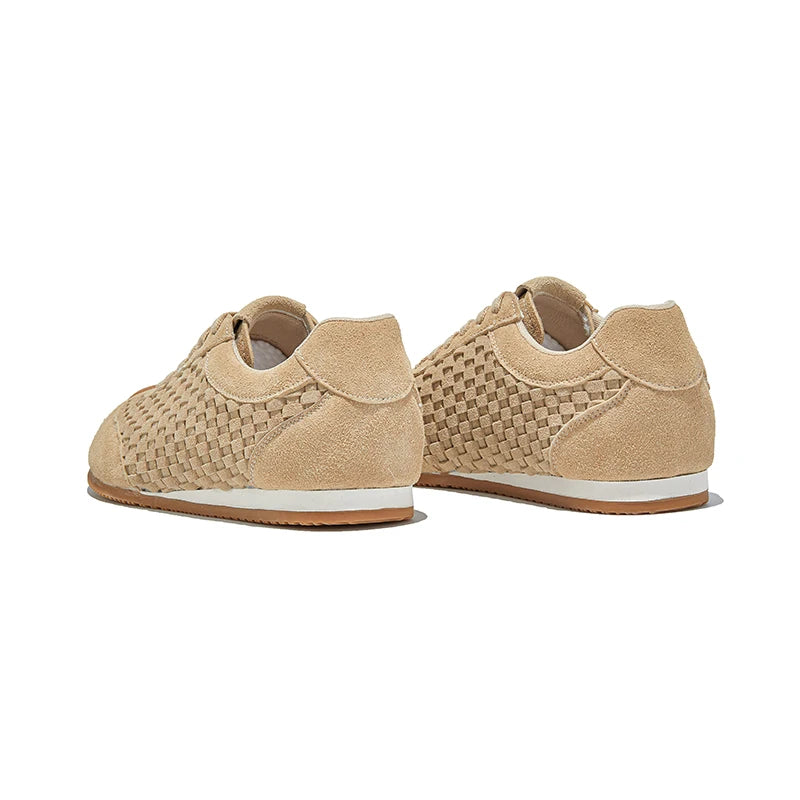 Women Sneakers Shoes Woven Non-slip Genuine Leather Sneakers For Women Breathable Casual Shoes Female