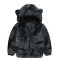 Woolen hooded coat solid color zipper coat children's winter clothes