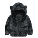 Woolen hooded coat solid color zipper coat children's winter clothes