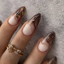 Nail Tips Coffee-brown Gradient Press on Acrylic Nails for Gluing Ready Simple False Nails Sticky Nails