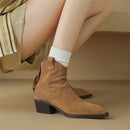 Winter Classic Chelsea Boots for Woman Toe Wedge Heel Ankle Boots Simple Comfortable Boots