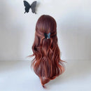 Wig for Women Highlights Red Brown Long Curly Hair Red Fox Gradient Layer Sense Waves Headband