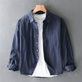 Spring man's shirts cotton and linen Loose fit casual shirts for man solid tops oversize linen shirt men