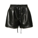 Nordic Minimalist Soft Leather Elastic Waistband Drawstring Tied Contrasting Stitching Shorts